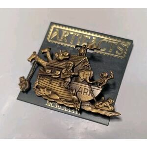 Vintage Artifacts Collection Noah's Ark Pin Brooch Pewter 1986